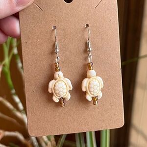 White Turtle Earrings